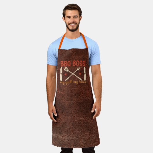 Tablier Poss BBQ En Cuir Mes RèglesTablier Tout-En-Plan (Porté)