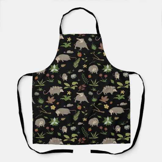 Tablier Possum dans un champ de Berry en noir (Recto)