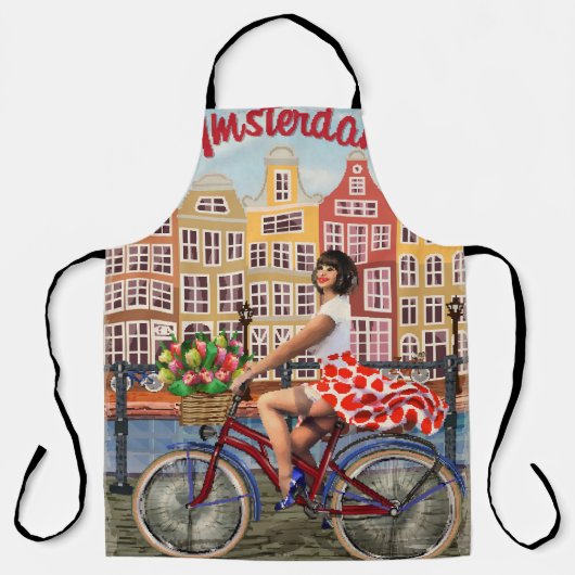 Tablier Poster d'Amsterdam : Pin-Up Girl Cycling. (Recto)