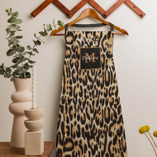 Tablier Poster de animal Leopard branché avec Monogram