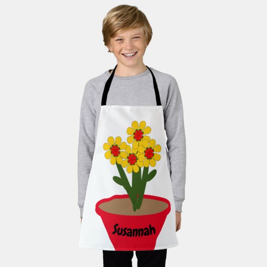 Tablier - Pot à fleurs avec Fleurs Jaunes (Porté)