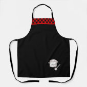 Tablier Pot de chef en carton rouge et noir personnalisé (Recto)