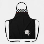 Tablier Pot de chef en plastique noir et blanc personnalis (Recto)