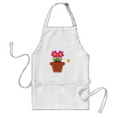 Tablier Pot de fleurs rose avec papillon (Devant)