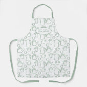Tablier Pots de thé Motif Pale Vert Long Bib Apron (Recto)