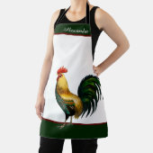 Tablier Poulet à coq coloré vert personnalisé (Insitu)
