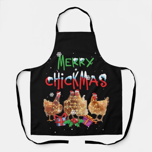 Tablier Poulet Noël Fée Lumières Joyeux Noël Poulet (Recto)