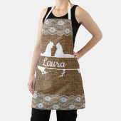 Tablier Poulet Split Monogramme Lace Burlap Apron Votre No (Insitu)