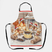 Tablier Poulets de Noël Faisant Rôtir des Châtaignes, Tabl (Recto)
