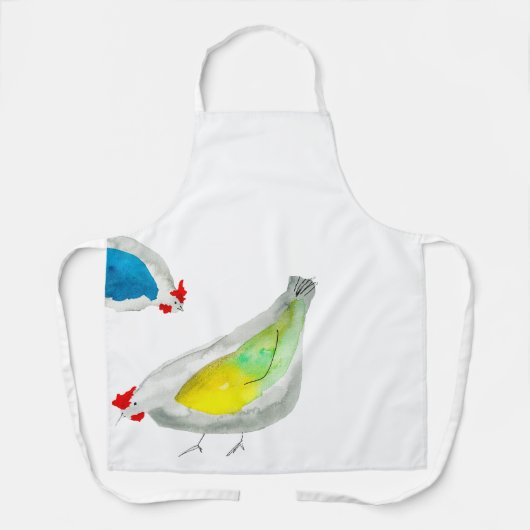 Tablier Poulets mignons aquarelle (Recto)