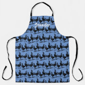 Tablier Poulets modernes à la mode sur monogramme bleu (Recto)