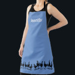 Tablier Poulets rustiques à la mode sur monogramme bleu<br><div class="desc">Poulets modernes rustiques à la mode sur le nom de monogramme bleu Apron.  Ajoutez votre propre nom pour personnaliser.</div>