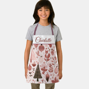 Tablier pour enfants à motif de Noël rose Nom pe