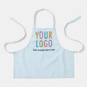 Tablier pour enfants bleu clair avec logo et texte (Recto)