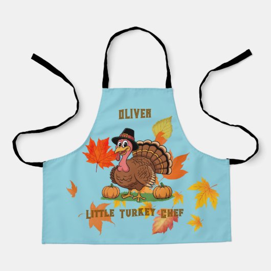 Tablier pour enfants Dinde Mignonne – Nom du Petit (Recto)