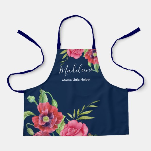 Tablier Pour les enfants modernes Fleurs roses rouges sur  (Recto)