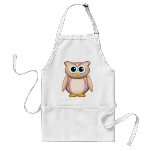 Tablier pourpre et beige mignon de hibou (Devant)