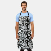 Tablier Ppa textile vintage noir et blanc (Porté)