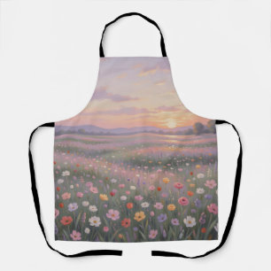 Tablier Prairie de fleurs sauvages rêveuse au coucher du s
