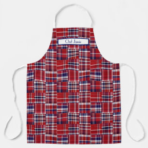 Tablier Préparation Multicolore Patchwork Madras Rouge Fon