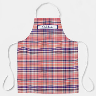 Tablier Préparatoire Multicolore Madras Rouge Foncé Marine