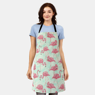 Tablier Preppy Chic Elegant Pink Flamingo Motif