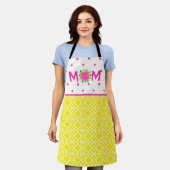 Tablier Preppy rose et jaune Tulip Bouquet Maman Apron (Porté)