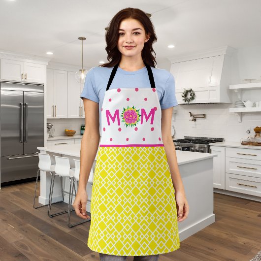Tablier Preppy rose et jaune Tulip Bouquet Maman Apron