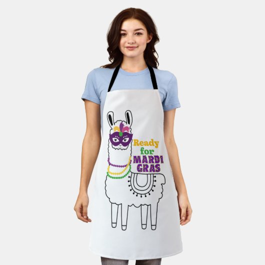 Tablier Prêt pour les perles de masque mardi Gras llama (Porté)