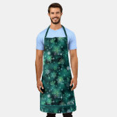 Tablier Prettist Snowflakes Motif Green ID846 (Porté)