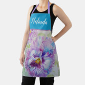 Tablier Pretty Floral Pastel Pansy Purple Womans Apron (Insitu)