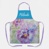 Tablier Pretty Floral Pastel Pansy Purple Womans Apron (Recto)
