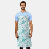 Tablier Pretty Green Flammes de neige de Noël sur le blanc (Porté)