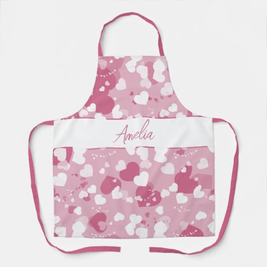 Tablier Pretty Pink Love Heart Personalized (Recto)