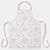 Tablier Pretty rose Flammes de neige de Noël en hiver blan (Recto)