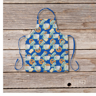 Tablier Pretzels, pain et mélangeurs bleu