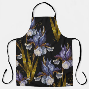 Tablier Printemps Irises : Broderie Art Renaissance