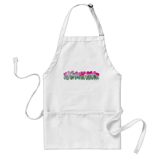 TABLIER PRINTEMPS ROSE TULIPS APRON (Devant)