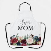 Tablier Printemps Russe Bourgogne Calligraphie Super Maman (Recto)