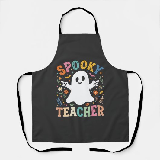 Tablier Prof Enseignant Fantôme Mignon Halloween Création_ (Recto)