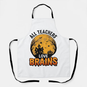 Tablier Professeur Halloween Amour Cerveaux Design Vintage