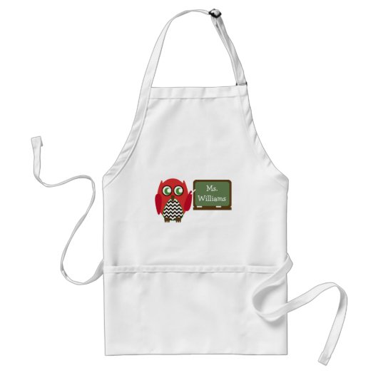 Tablier Professeur rouge de Chevron de noir de hibou au (Devant)