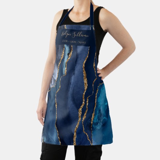 tablier professionnel de beauté agate bleu (Insitu)