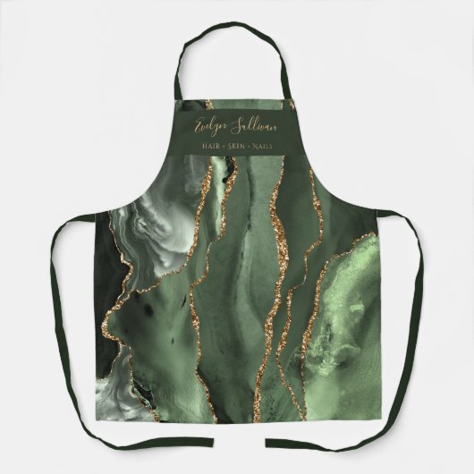 Tablier professionnel de beauté agate vert Sage (Recto)