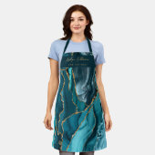 tablier professionnel de beauté agneau turquoise e (Porté)