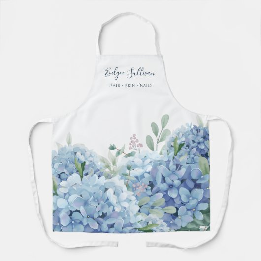 Tablier professionnel de beauté Blue hydrangea (Recto)