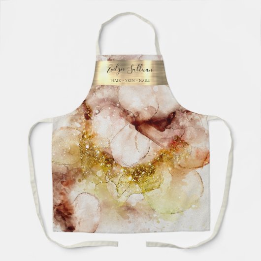 tablier professionnel de beauté Brown or aquarelle (Recto)