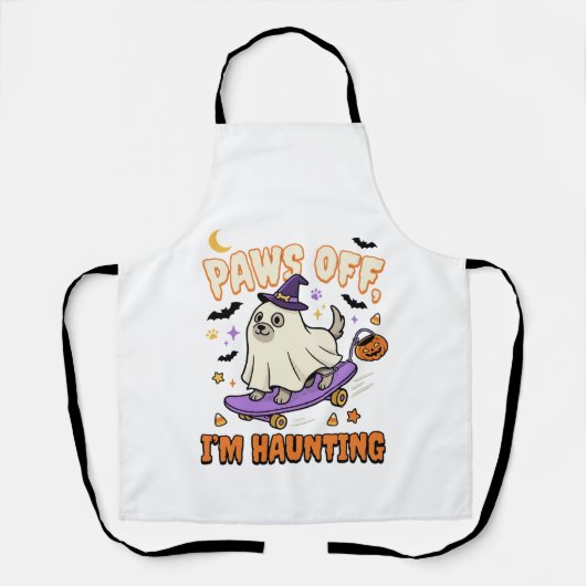 Tablier Promenade en skate de chien d'Halloween effrayant (Recto)