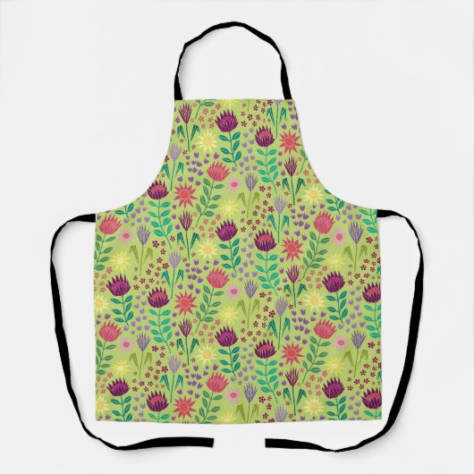 Tablier Protea Floral Block Imprimer Millefleur vert pâle (Recto)