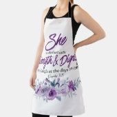 Tablier Proverbes 31:25 Force et Dignité Fleur pourpre (Insitu)